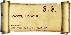 Barczy Henrik névjegykártya